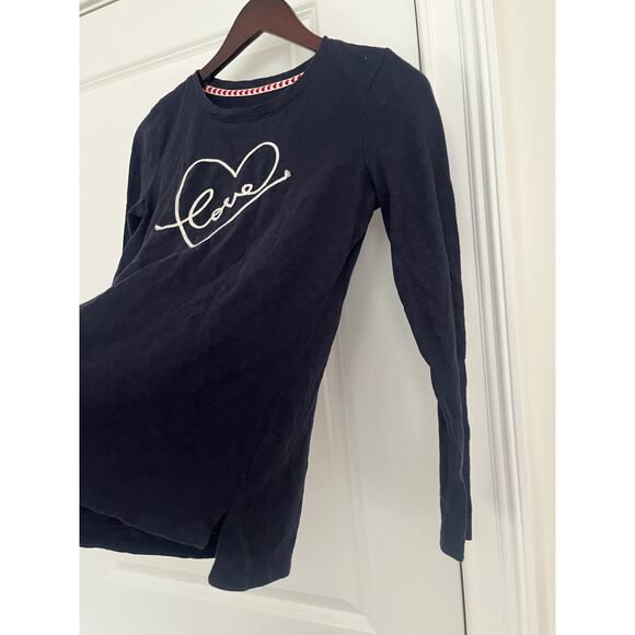 Talbots women’s crewneck top Sz. S Petite navy heart embroidery NWOT - Picture 5 of 9